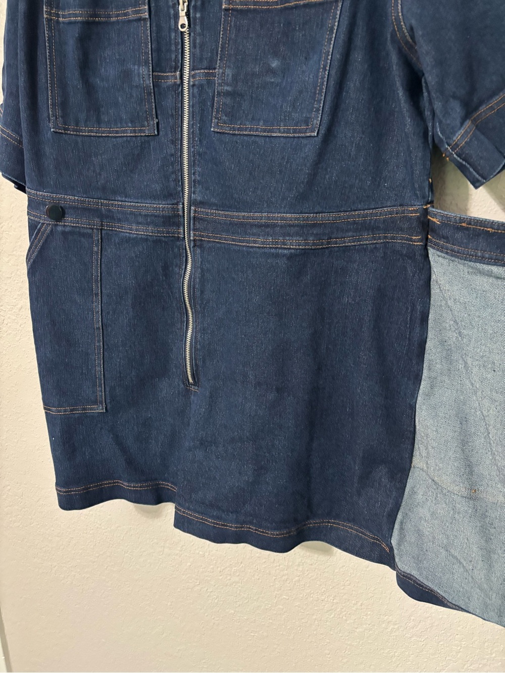 Plus Denim Utility Romper in Dark Blue - Picture 9 of 12